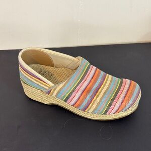 Dansko Jute Pro  Vegan Woven  Striped Espadrille Clog Size 7